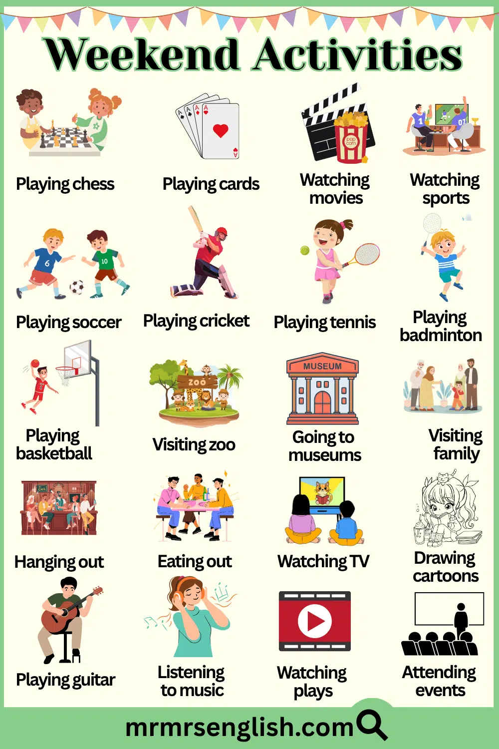 Weekend Activities Names with Pictures