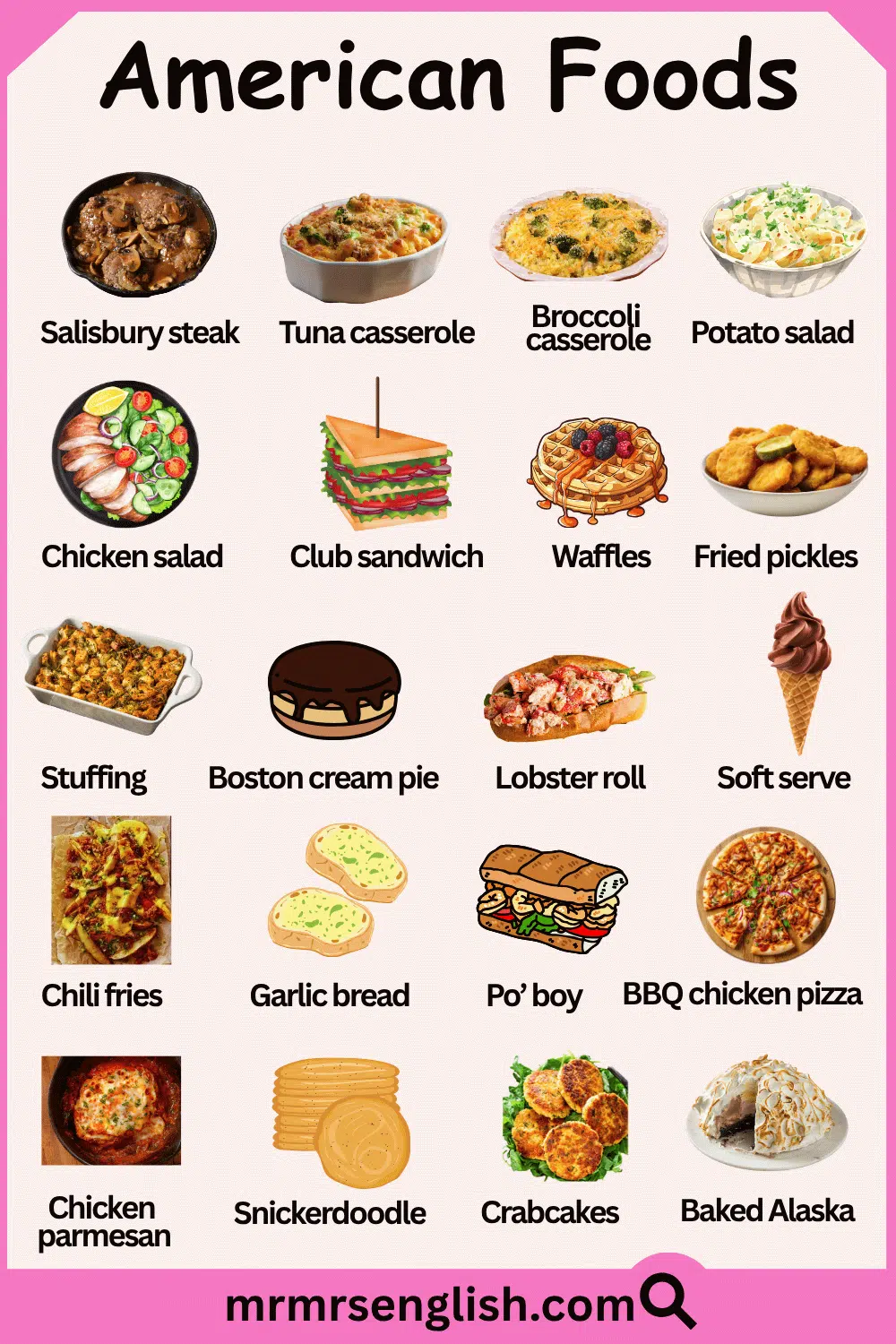 American foods names and pictures