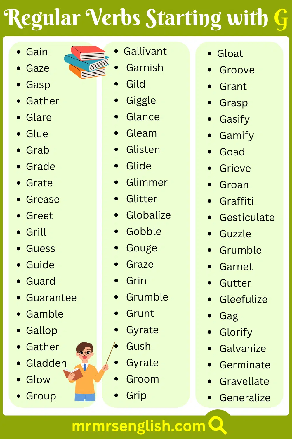 Best Regular Verbs Starting with G