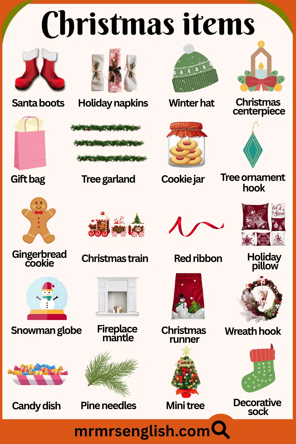 Christmas items names in englishĀ with pictures