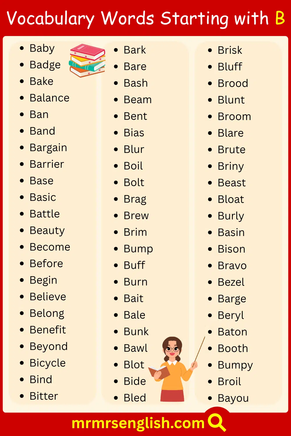 Common English Words Starting with B