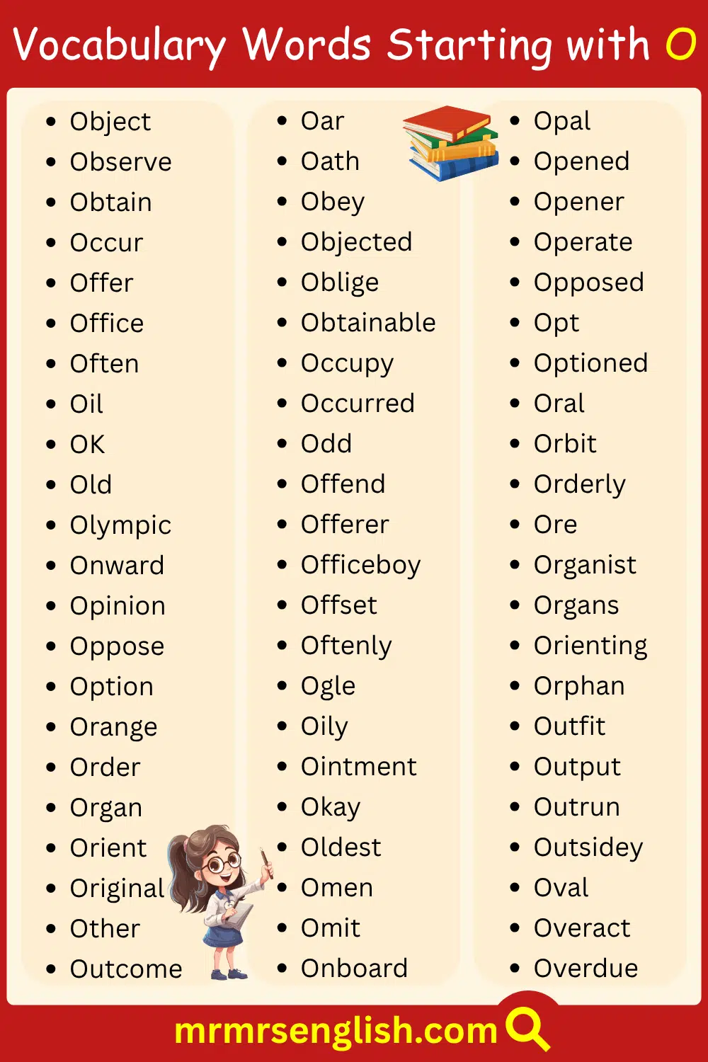 Daily use of English words Starting with O