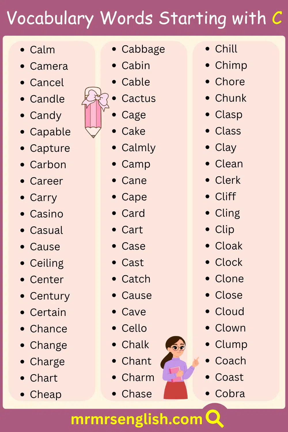 Easy English Words Starting with C
