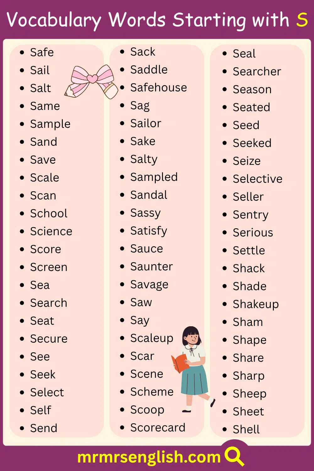 Explore English Vocabulary words starting with S