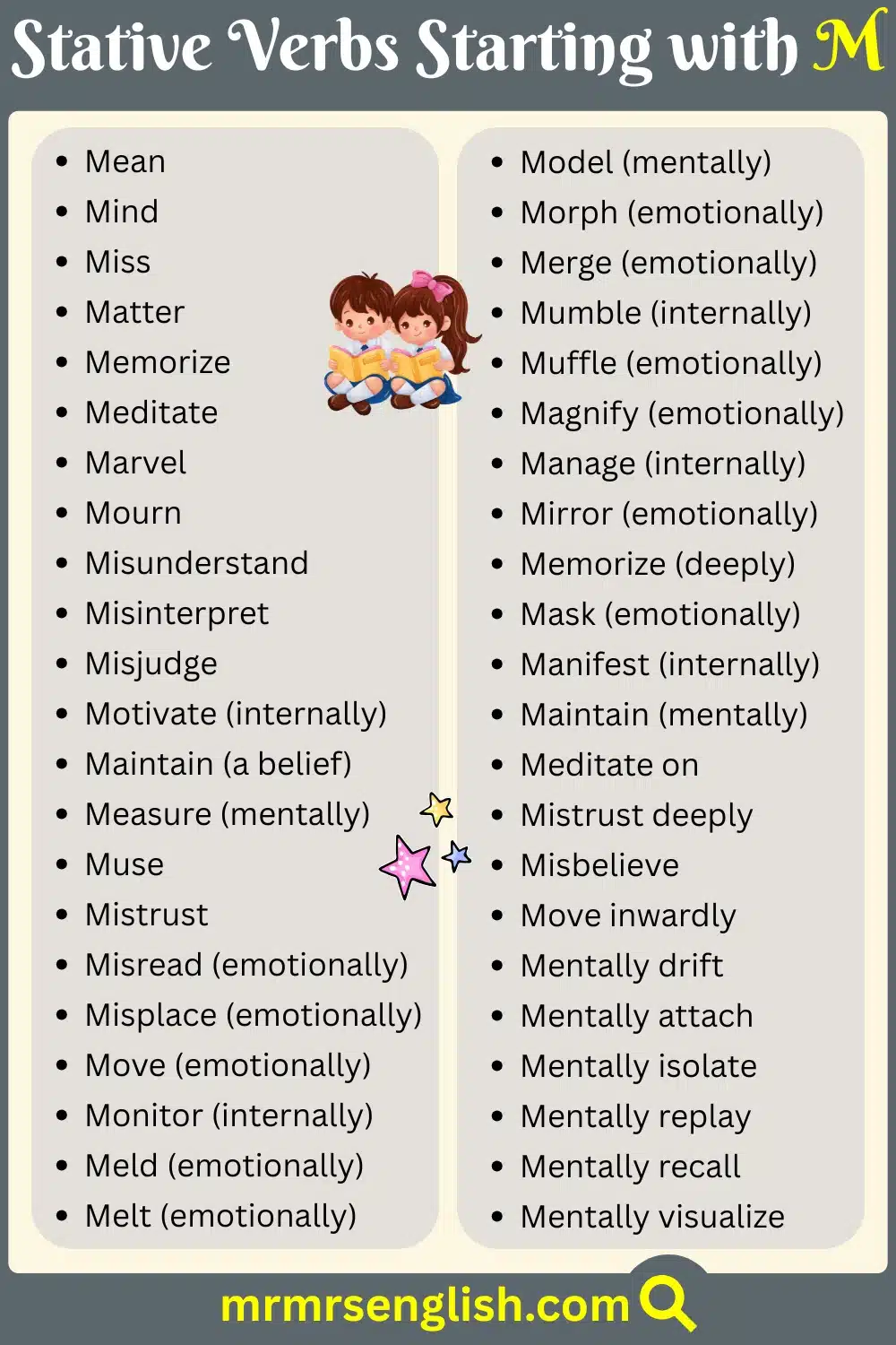 M Stative Verbs List in English
