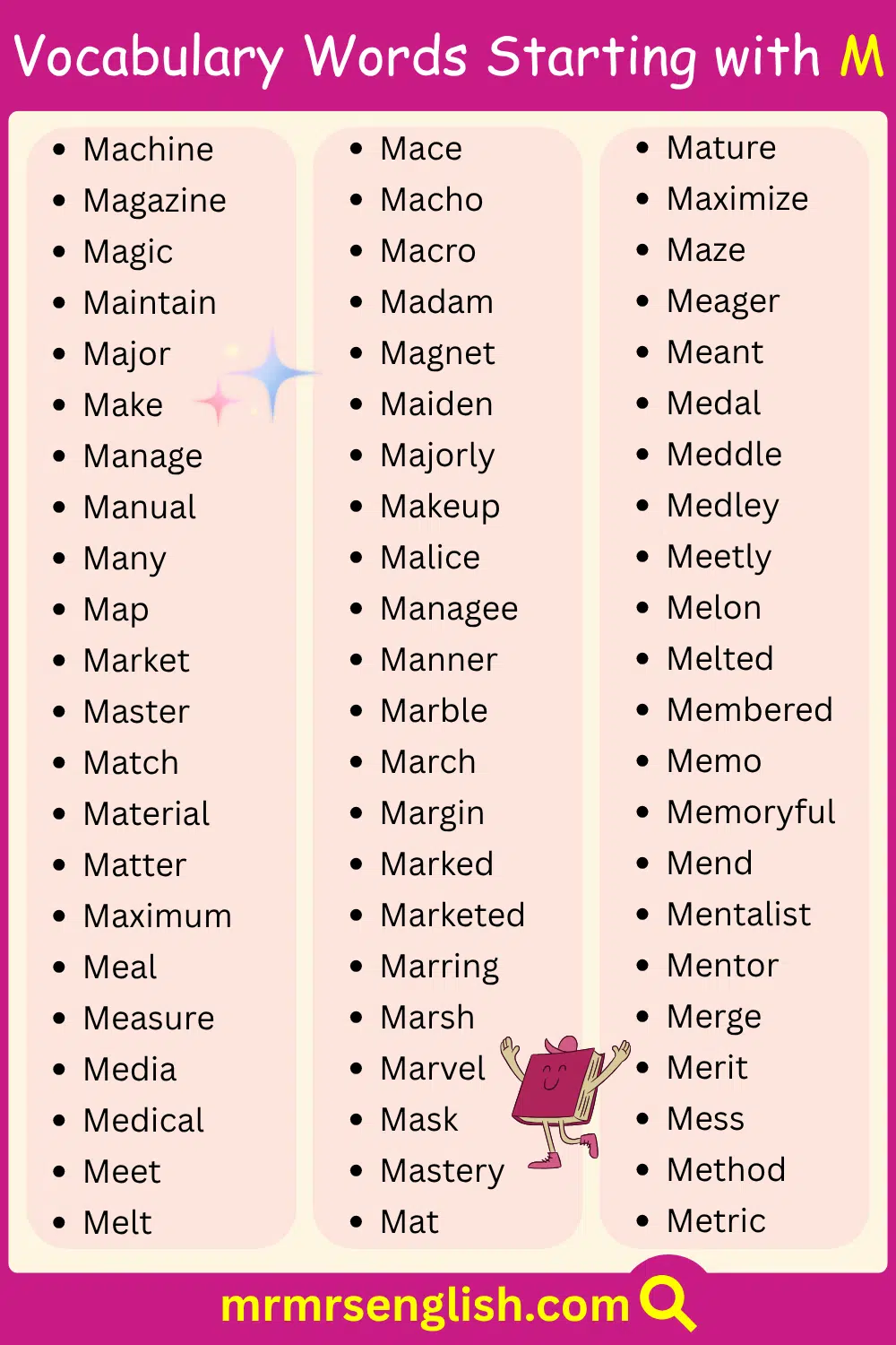 Most Common Vocabulary Words Starting with M
