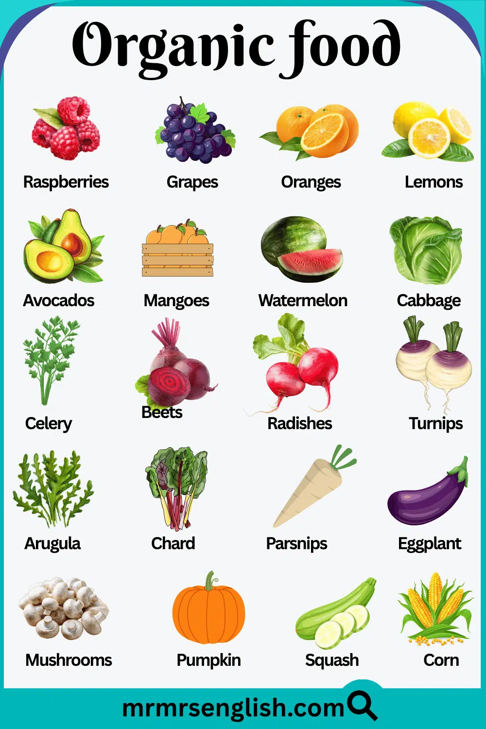 Organic Food Item and their Pictures