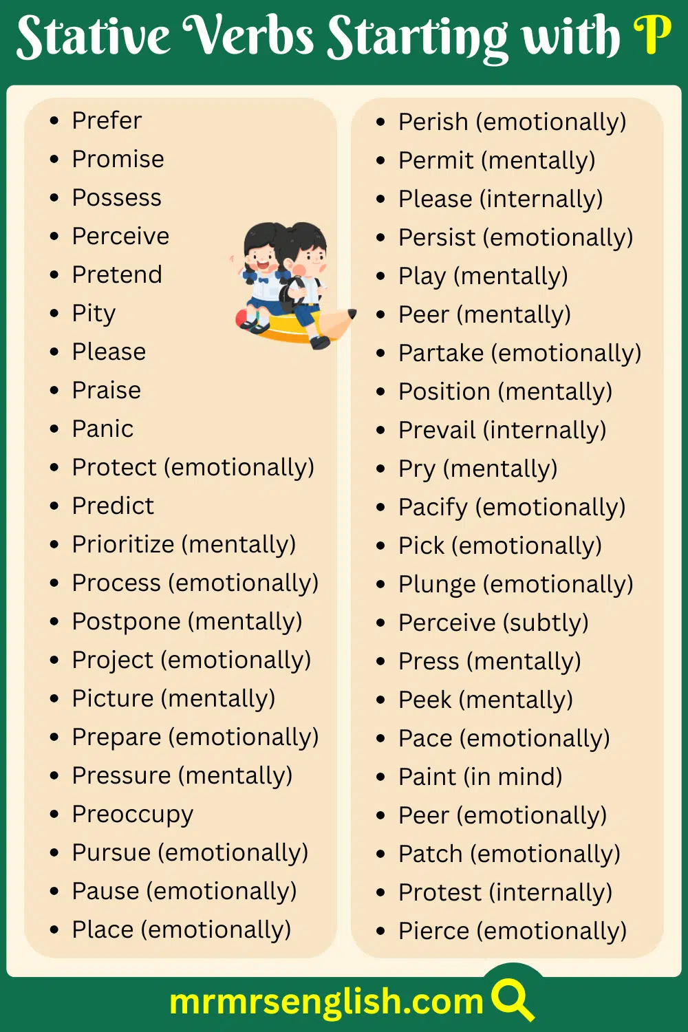 P Stative Verbs List for daily use