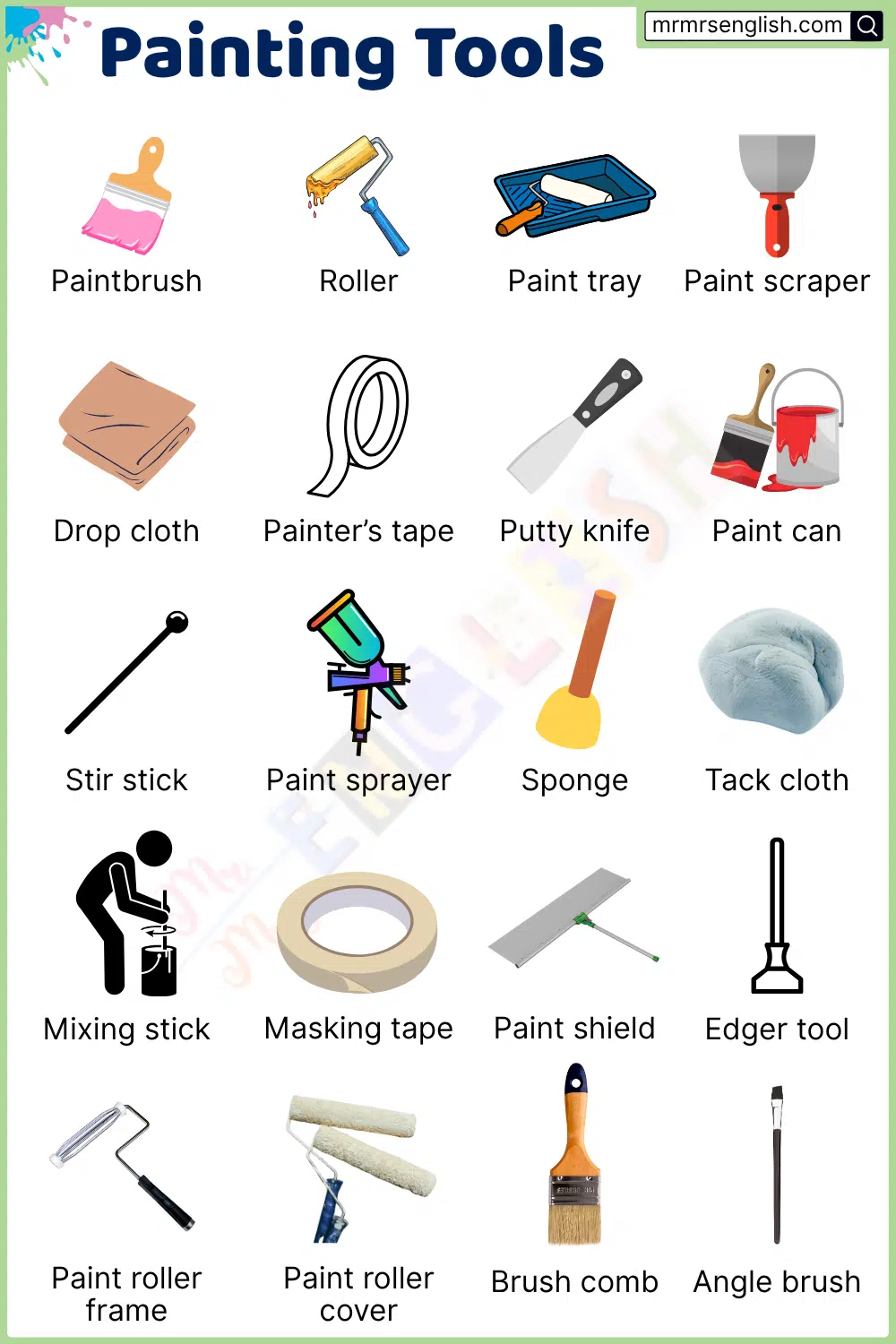 Painting Tools Names in English and their Pictures