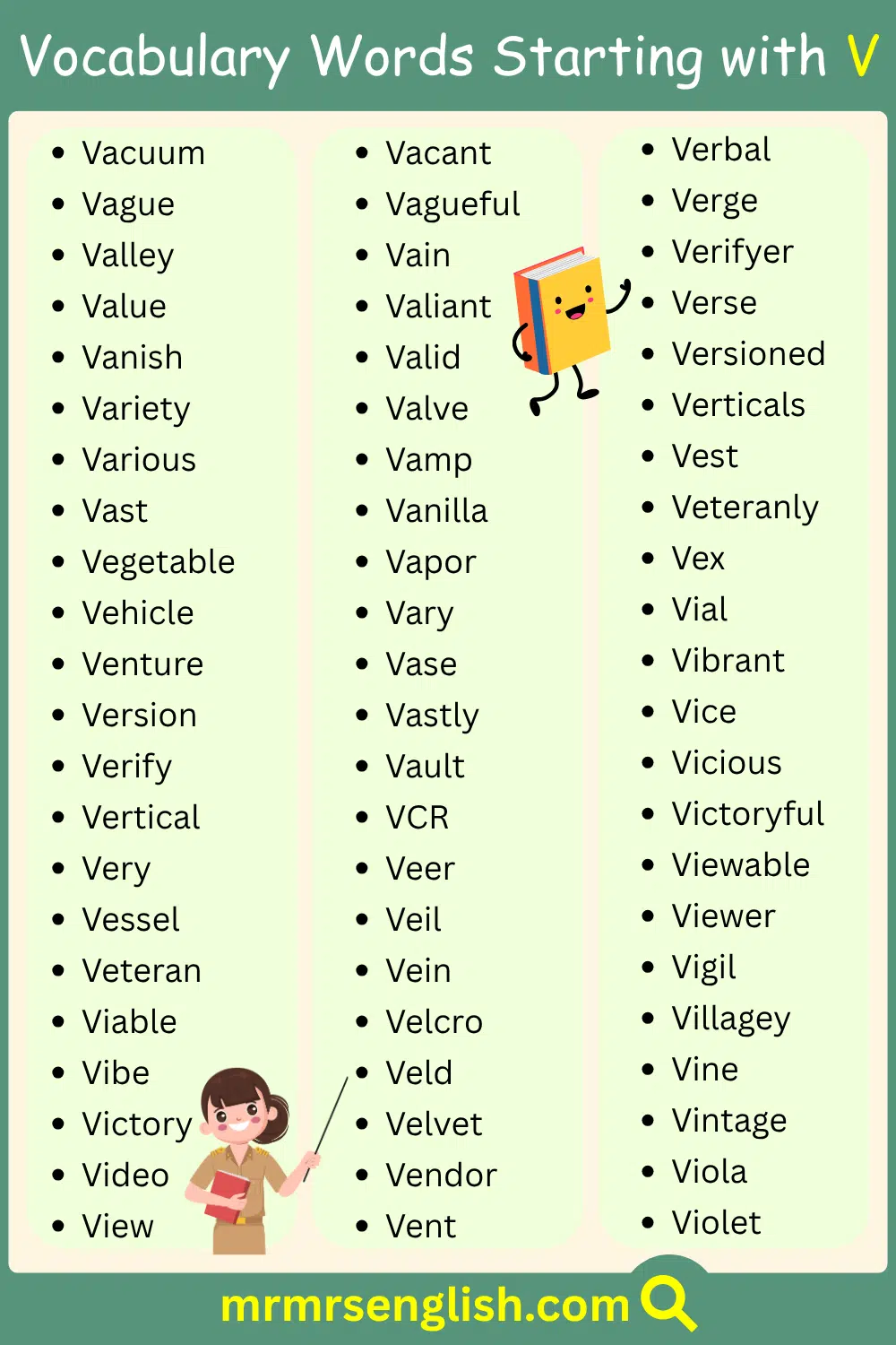 Popular English Words Starting with V