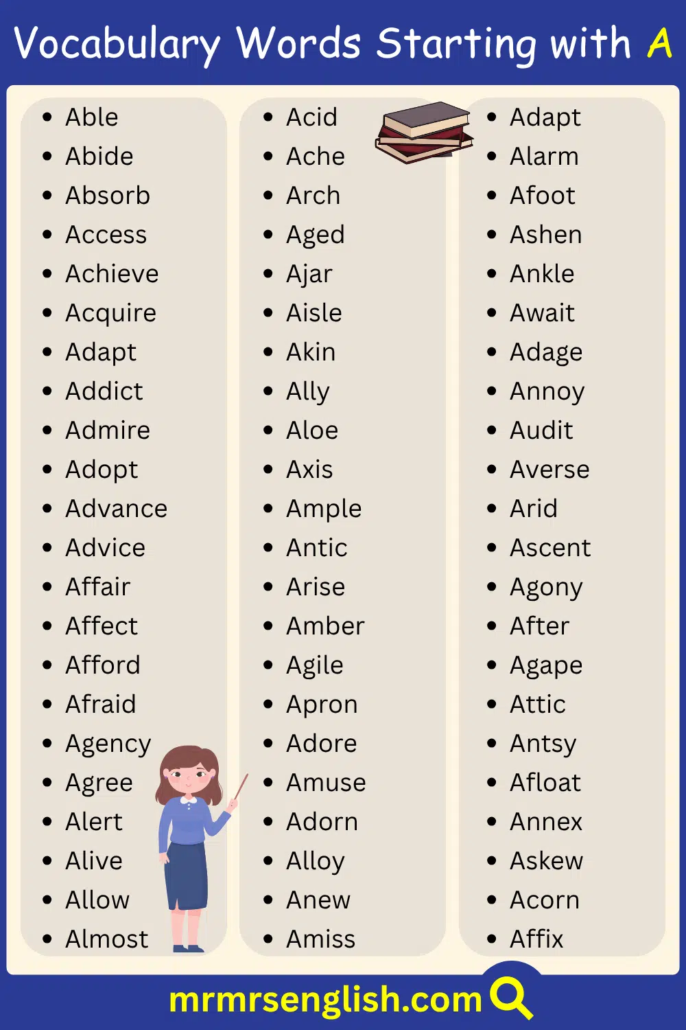 Short English Words Starting with A