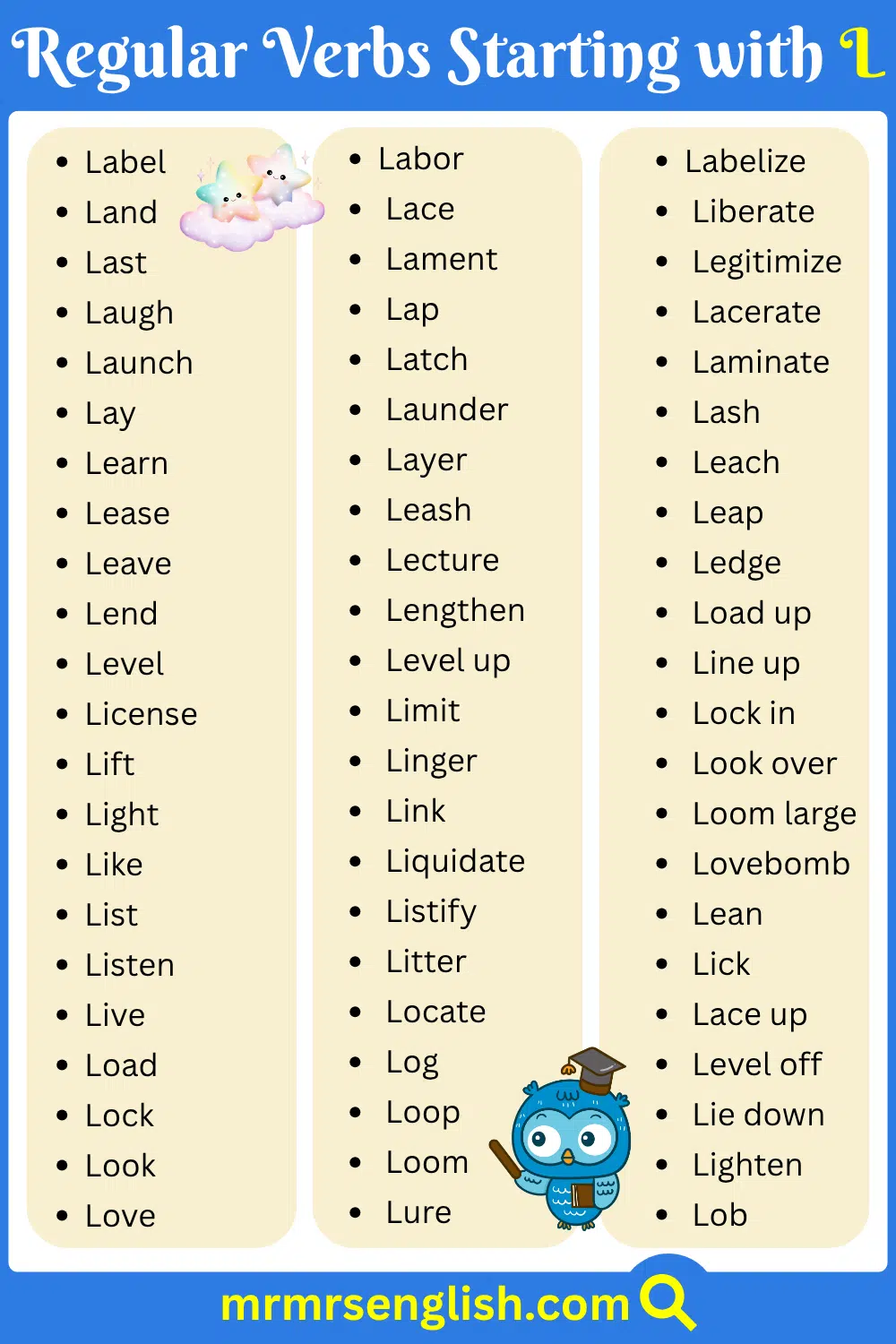 Short Regular Verbs Starting with L