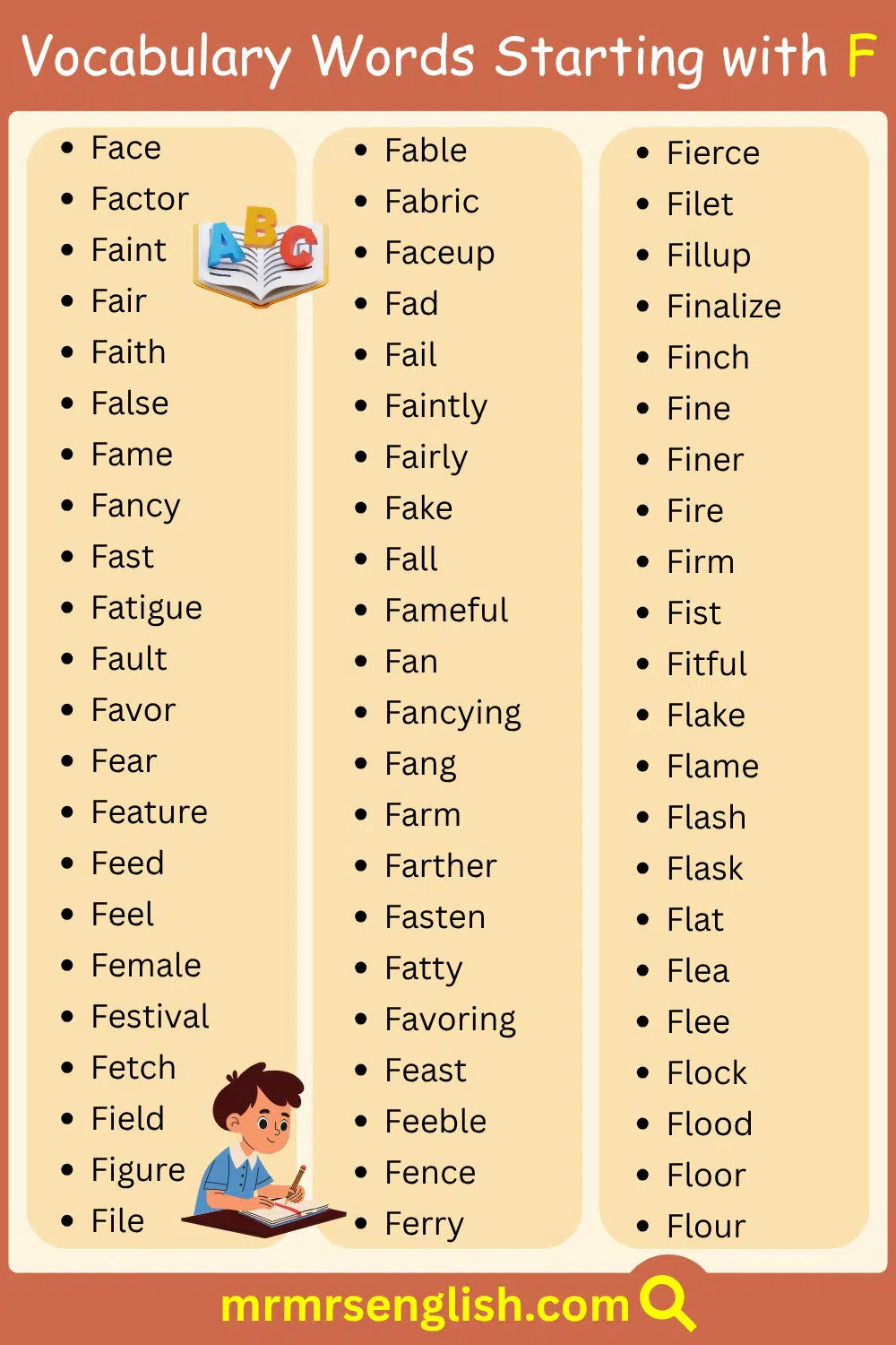 Simple English Words Starting with F
