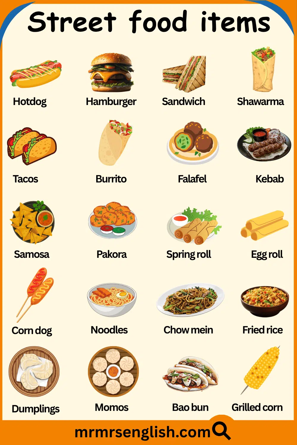 Top 100 Street Foods Names and Pictures
