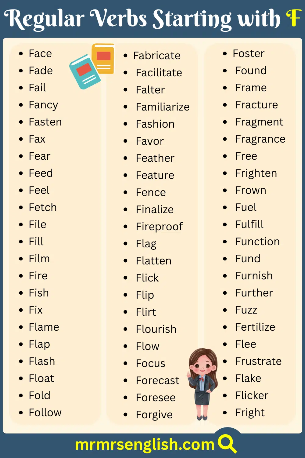 Useful Regular Verbs Starting with F