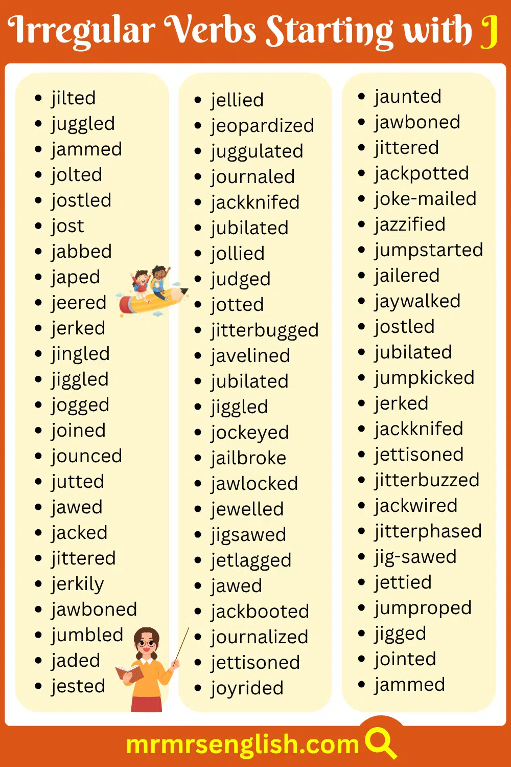 Examples of Irregular Verbs List Starting with J