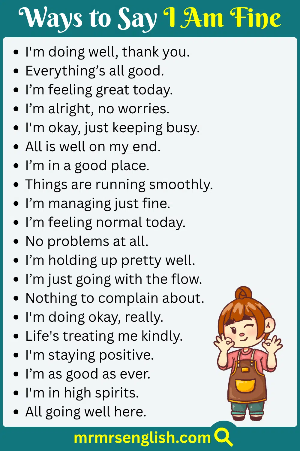 Learn Other Ways to Say I Am Fine in English
