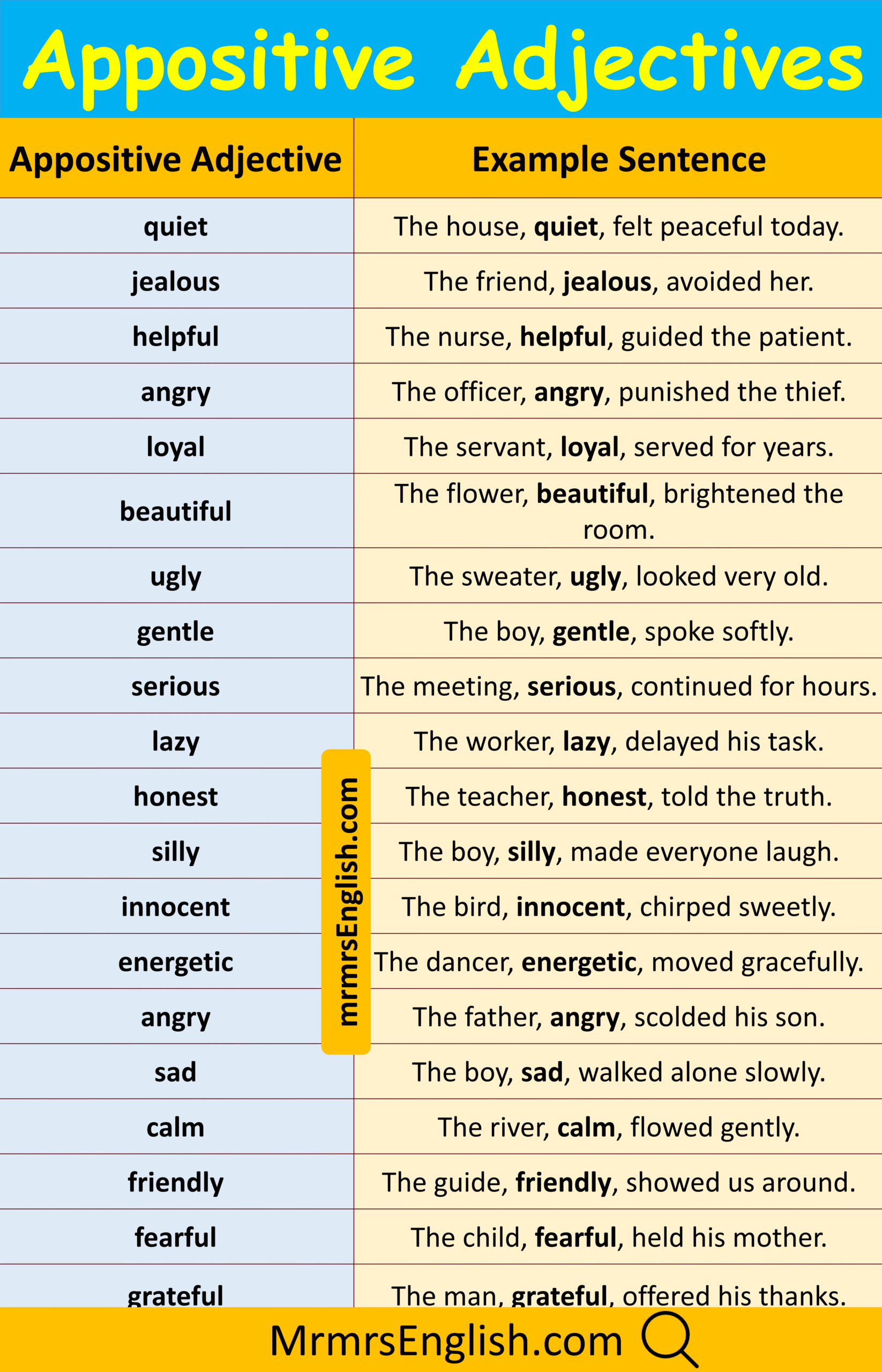 Popular Adjective Example Sentence in English