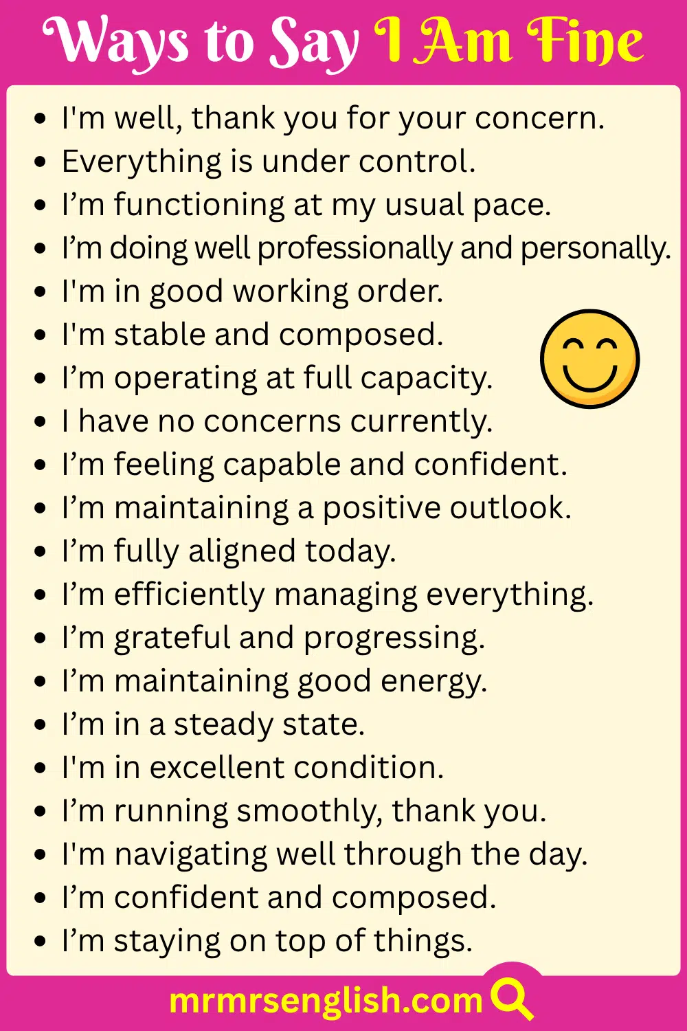 Professional Ways to Say I Am Fine with Images
