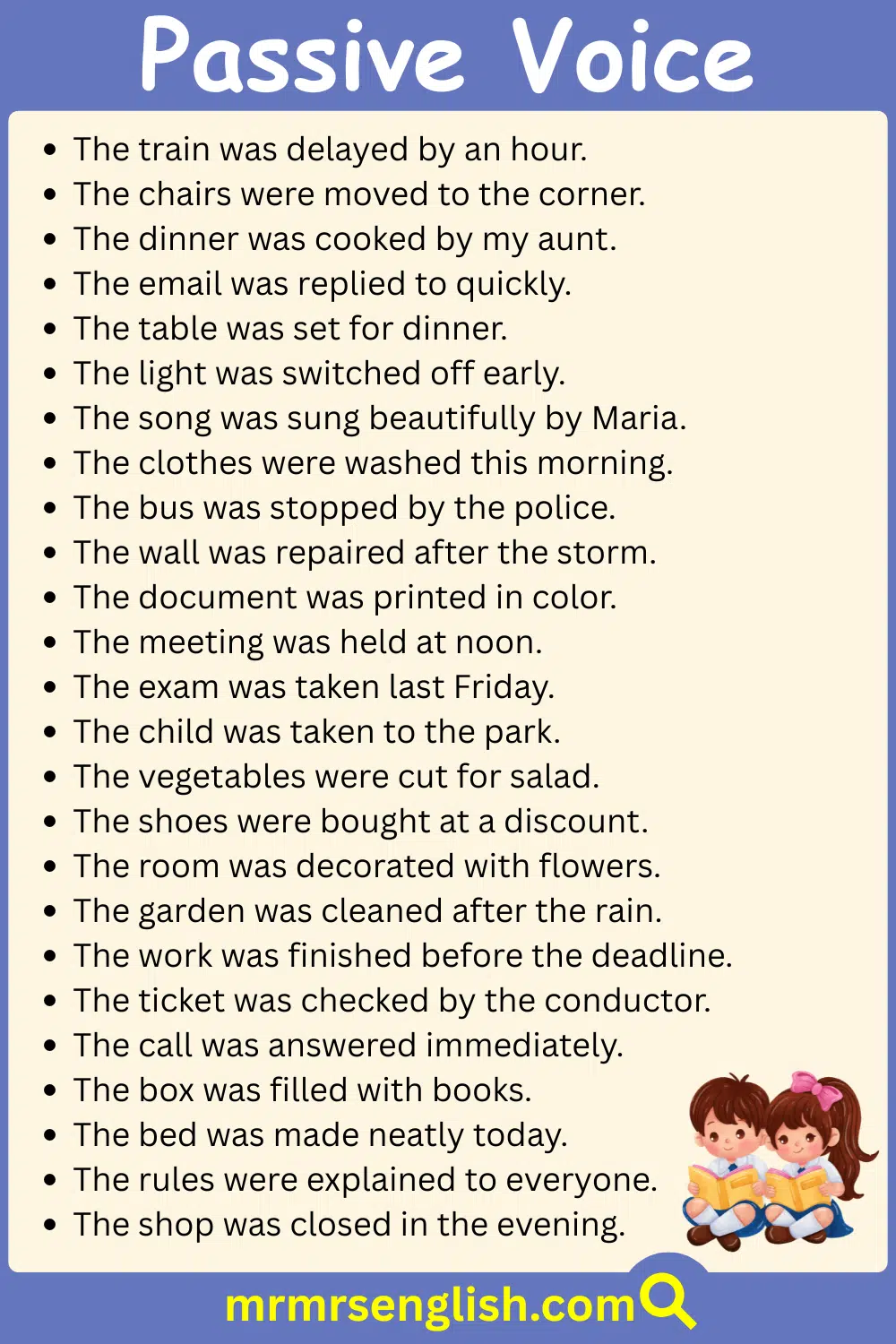 Short Examples of Passive Voice in English