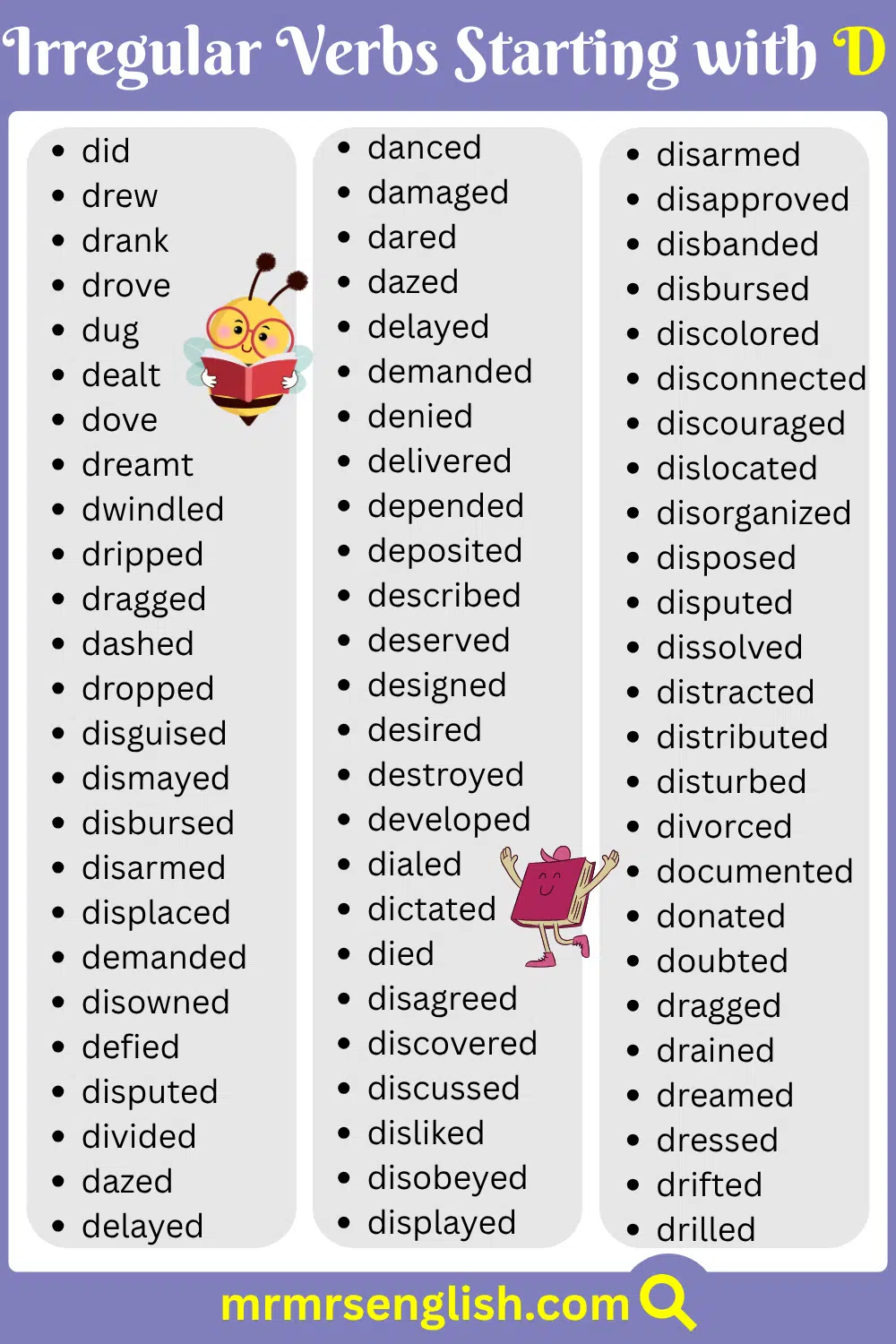 Short Irregular Verbs List Starting with D
