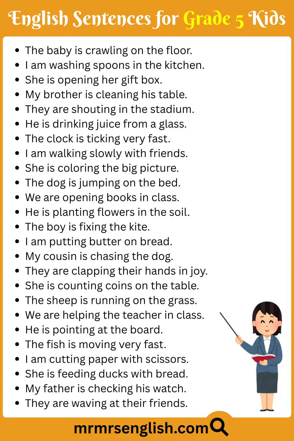 Daily Use English Sentences for Class 5 Kids