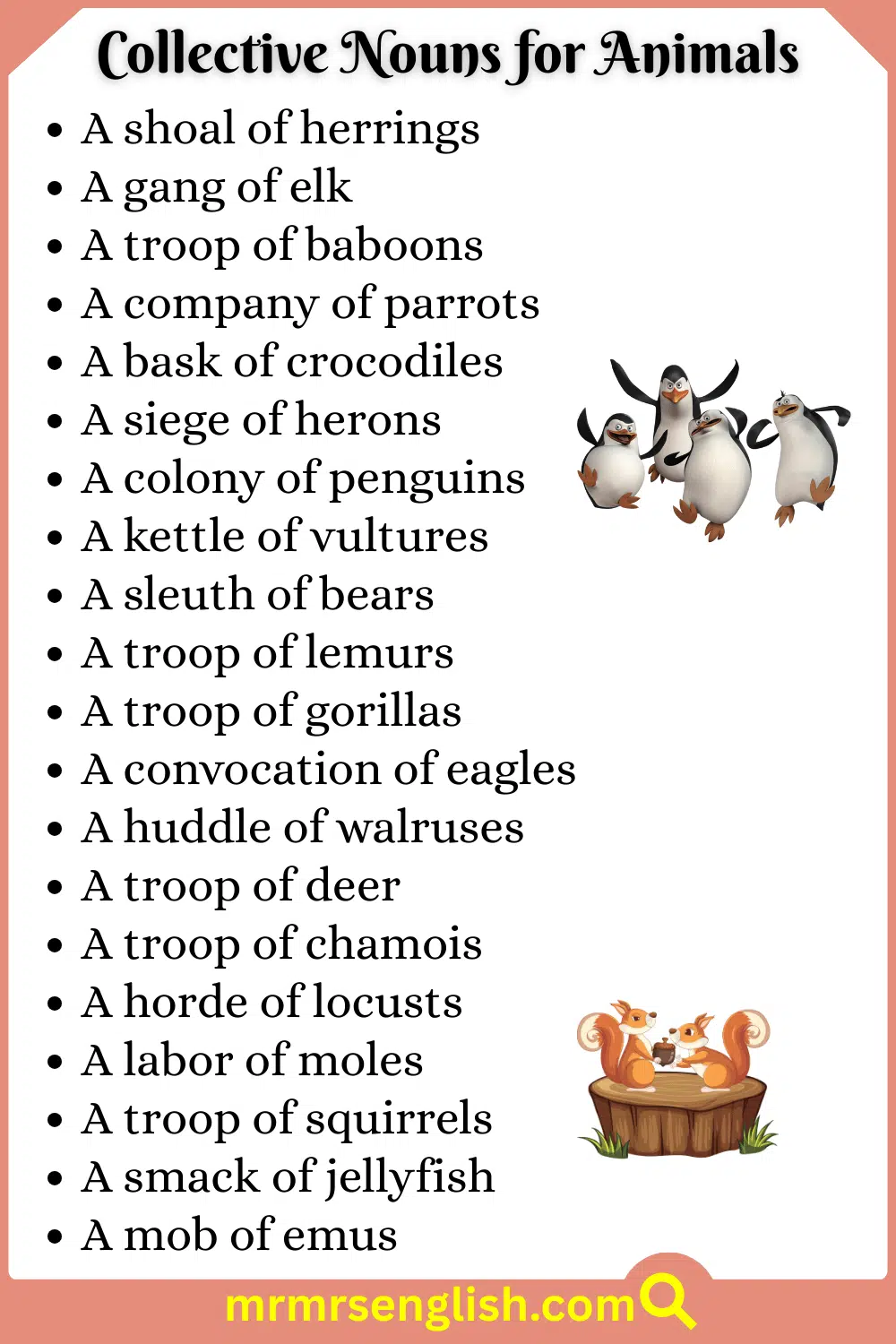 Group of Animals in English and Images