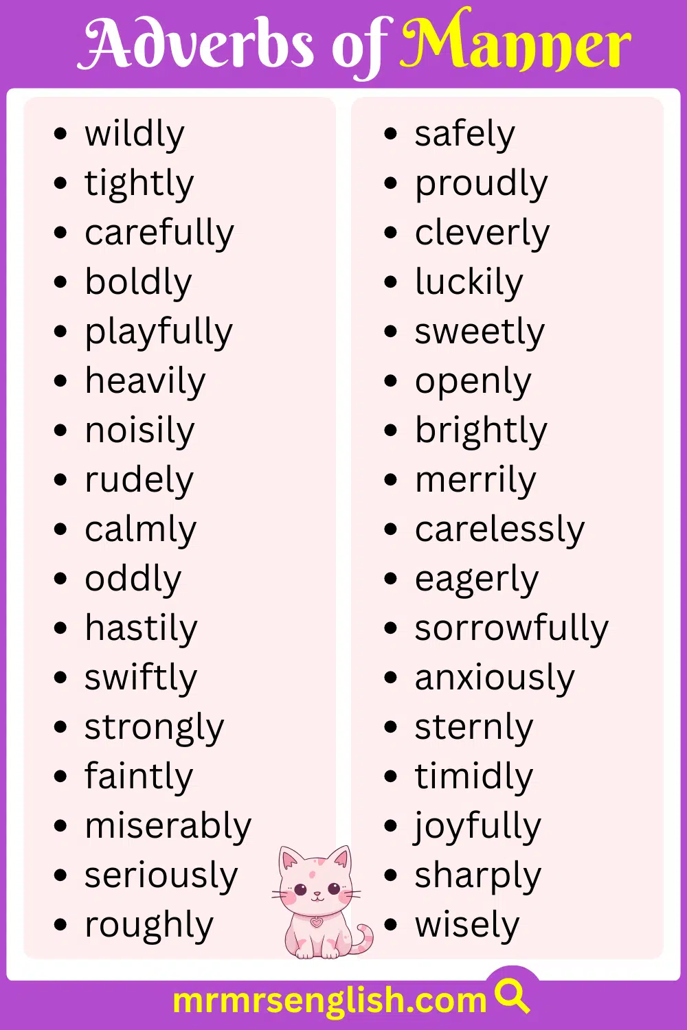 Helpful English Words Ending with Ly with Pictures