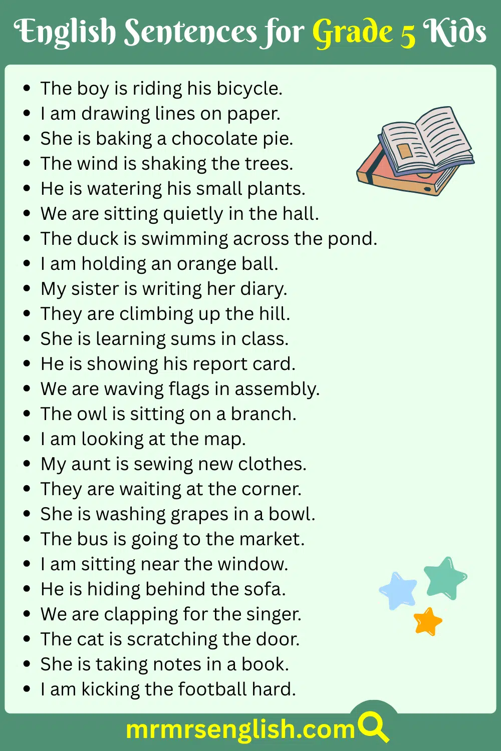 Sentences for Kids for Class 5 in English