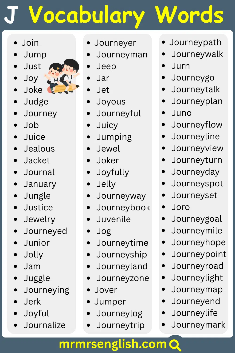 Basic Vocabulary Words Beginning with J in English