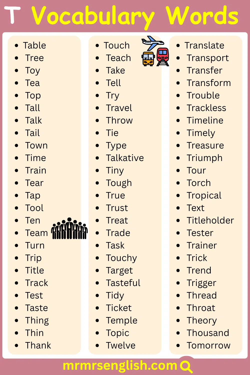 Boost Vocabulary Words Starting with T in English