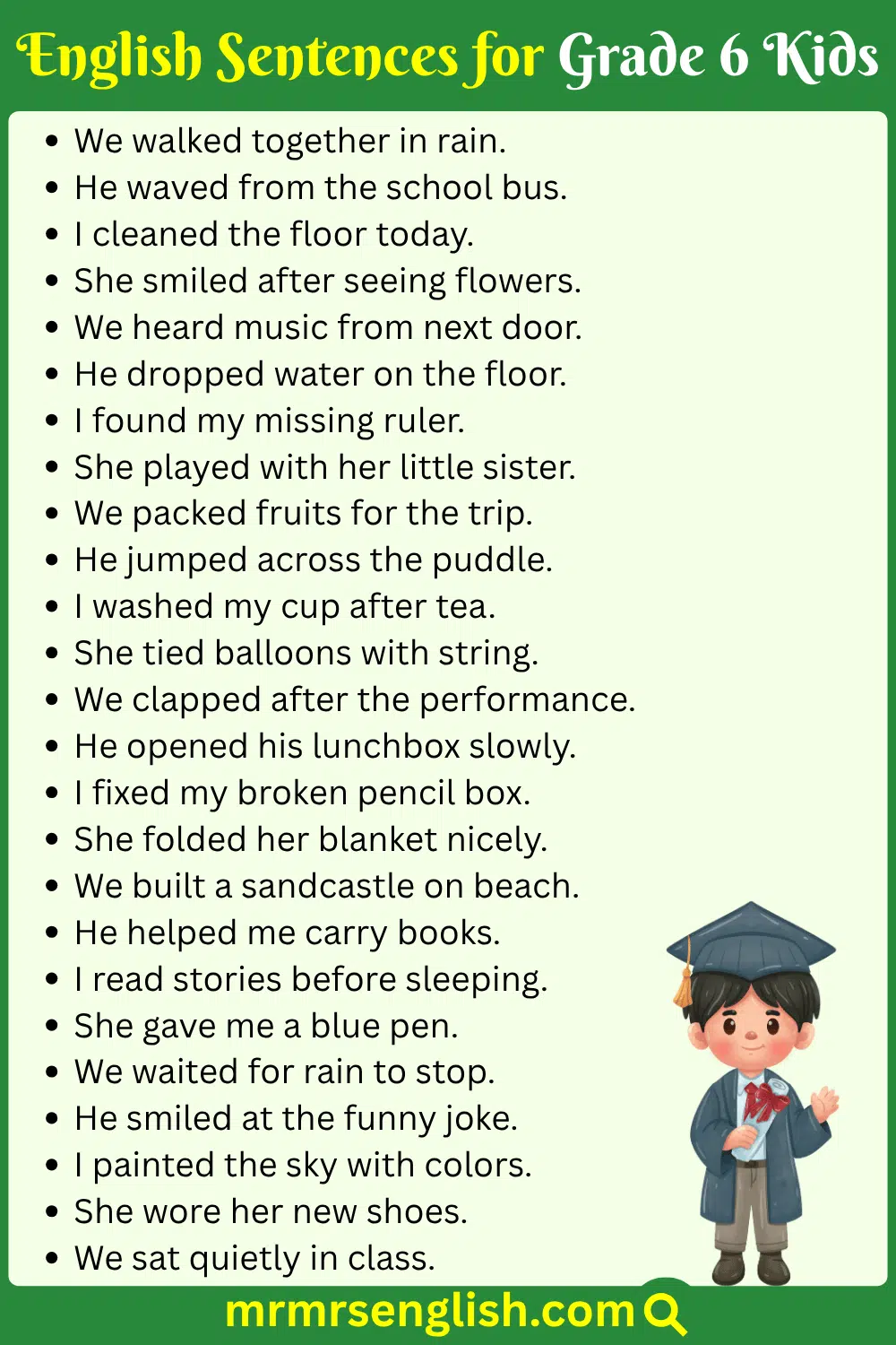 Common English Sentences for kids with Images