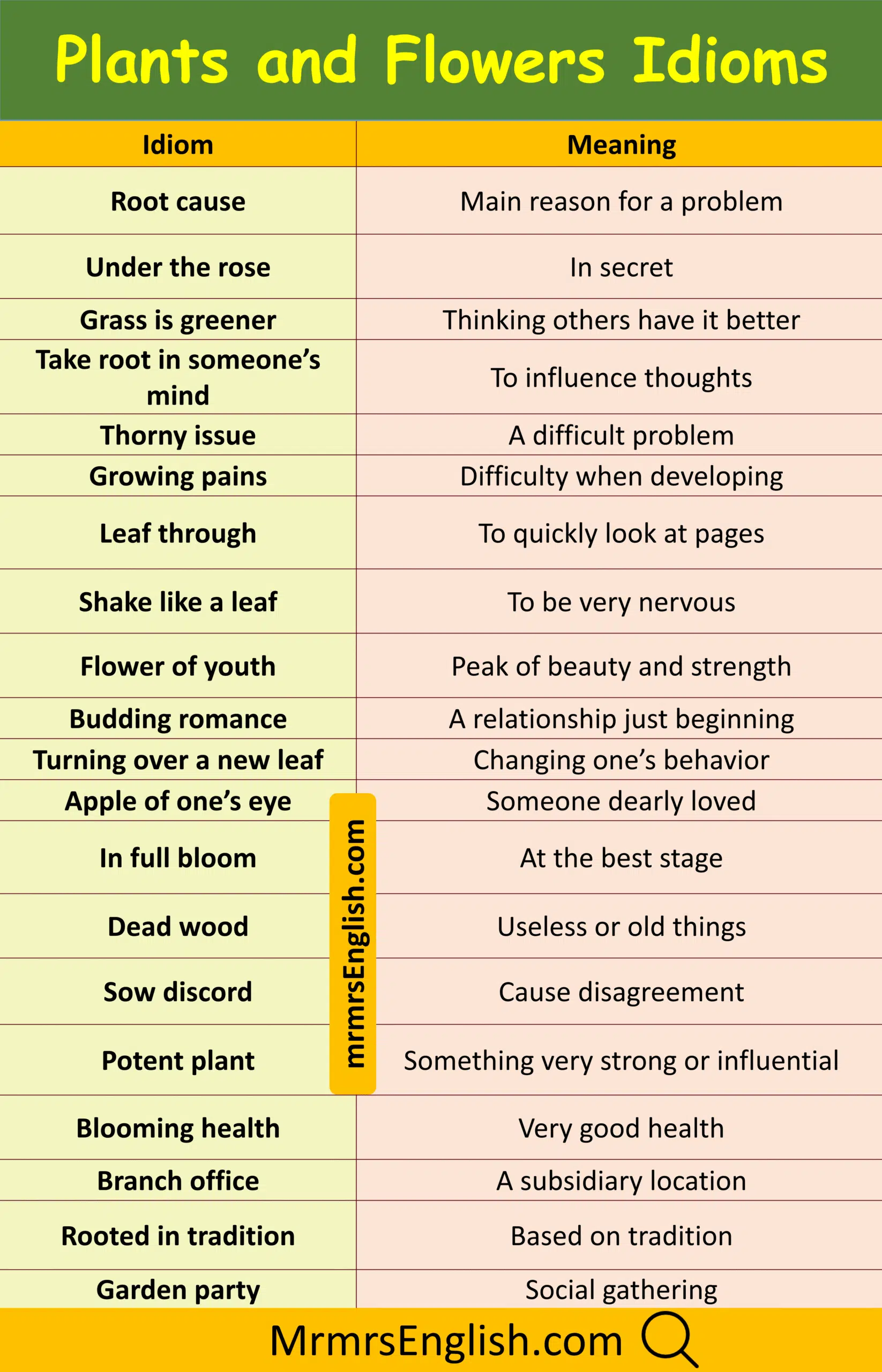 Essential Plants and Flowers Idioms in English with Pictures
