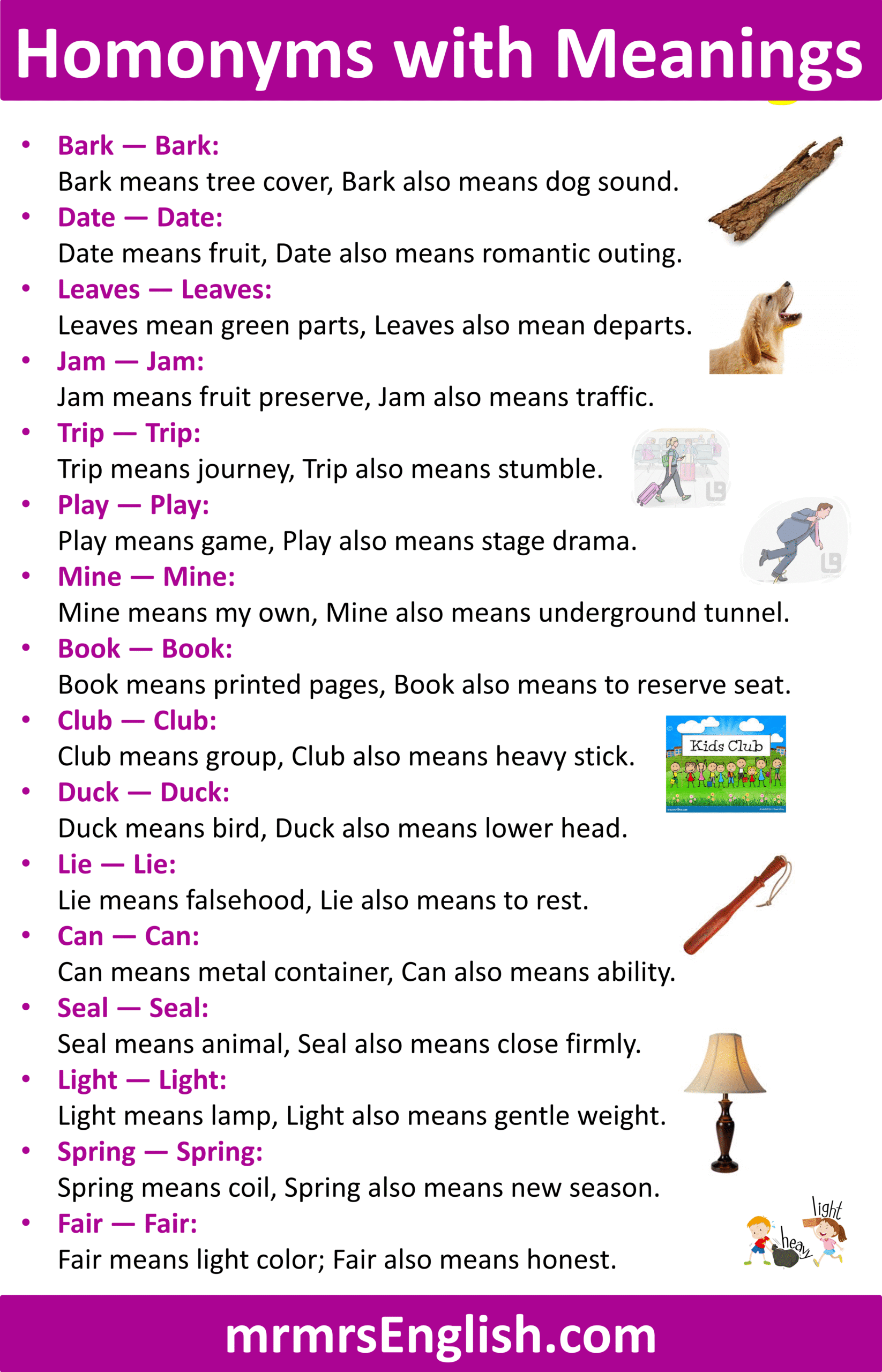 Example of Homonym in English