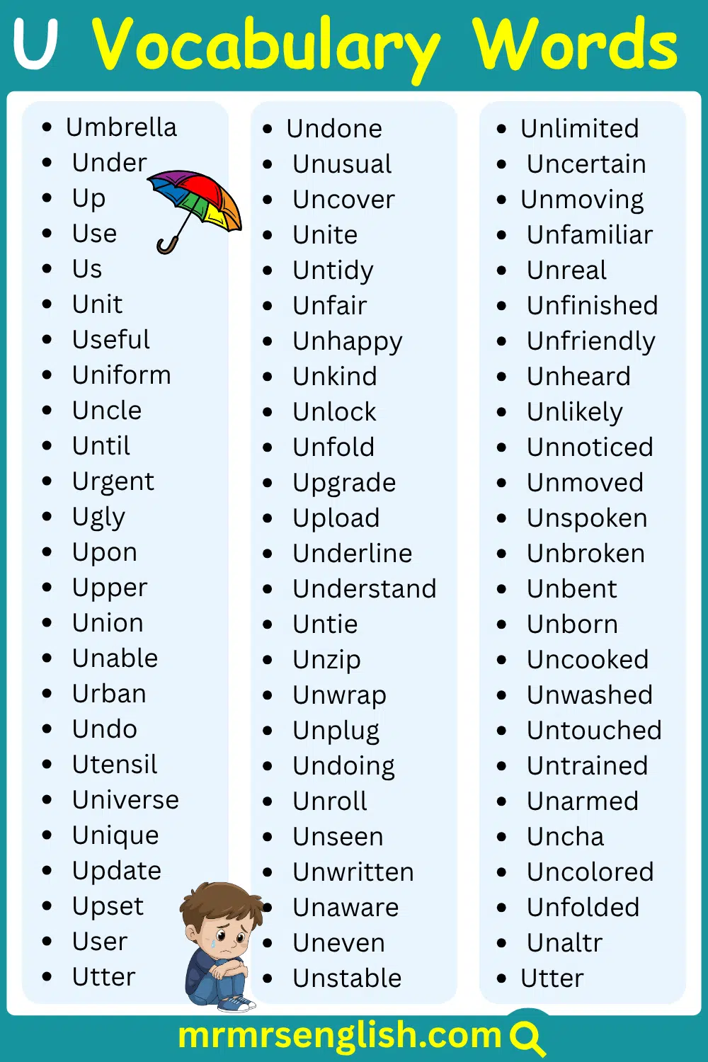 Grow English Words Starting with U in English