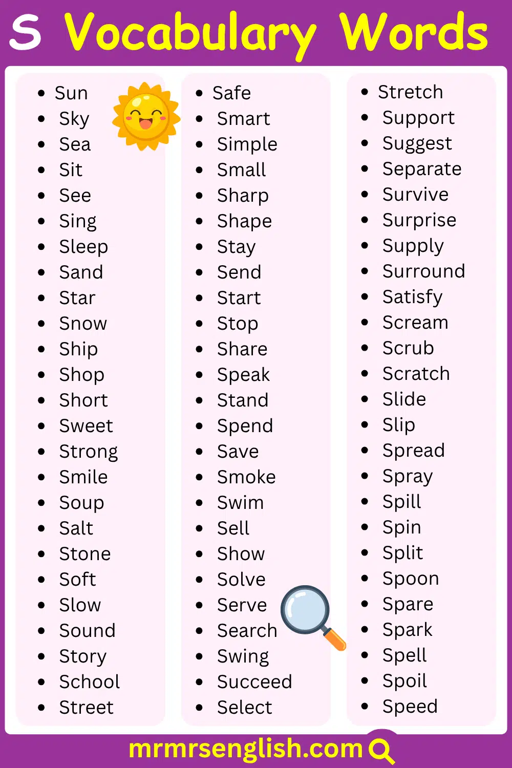 Improve Vocabulary Words Starting with S in English