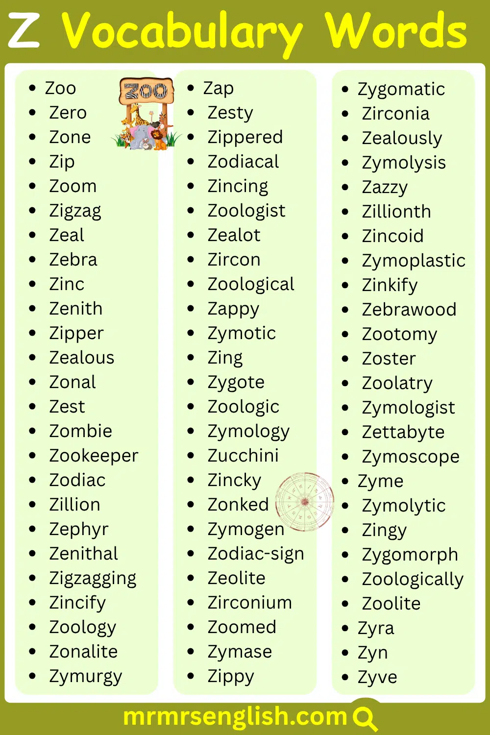 Words Starting with Z 