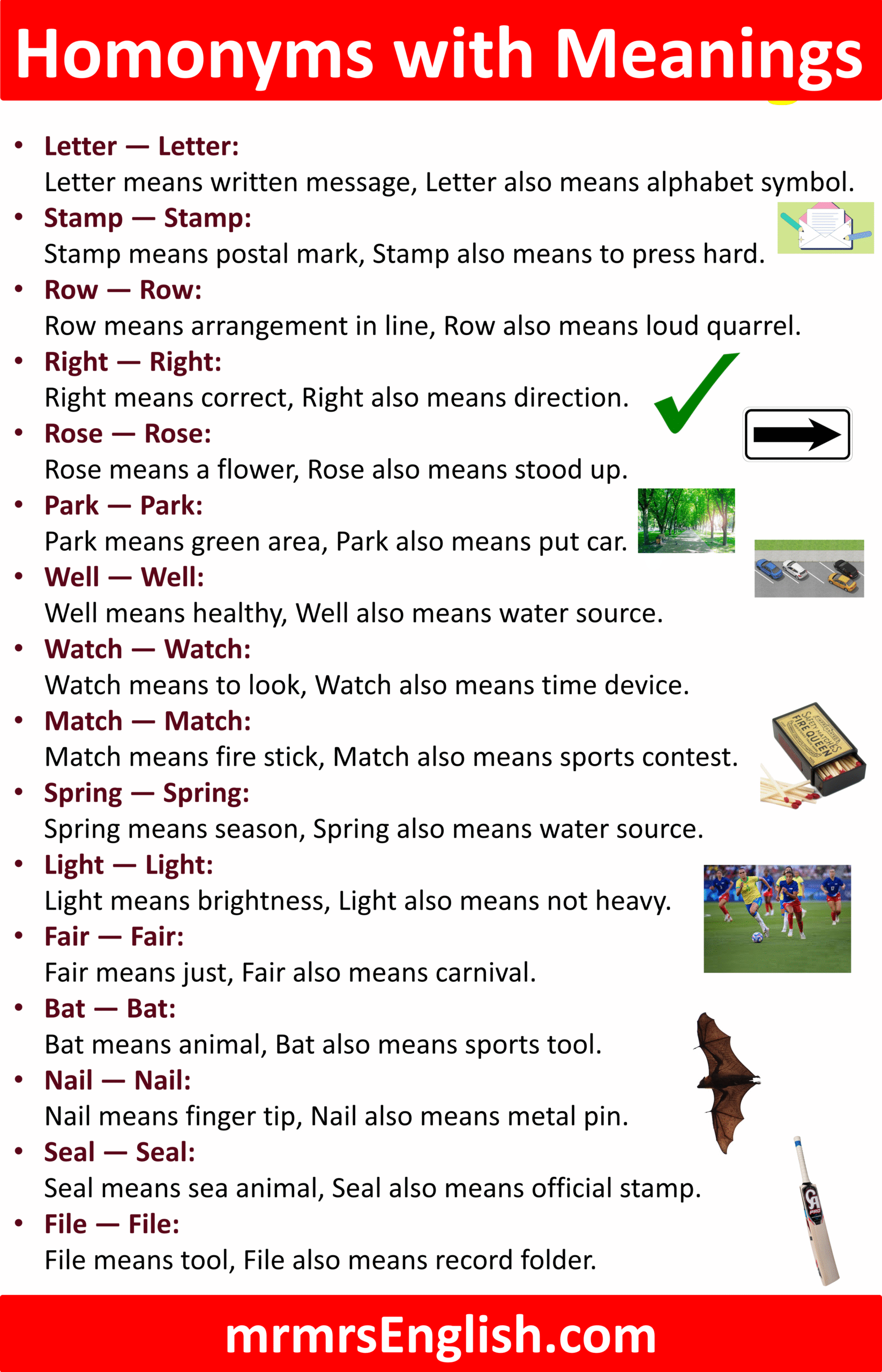 Most Common Homonyms in English and Images