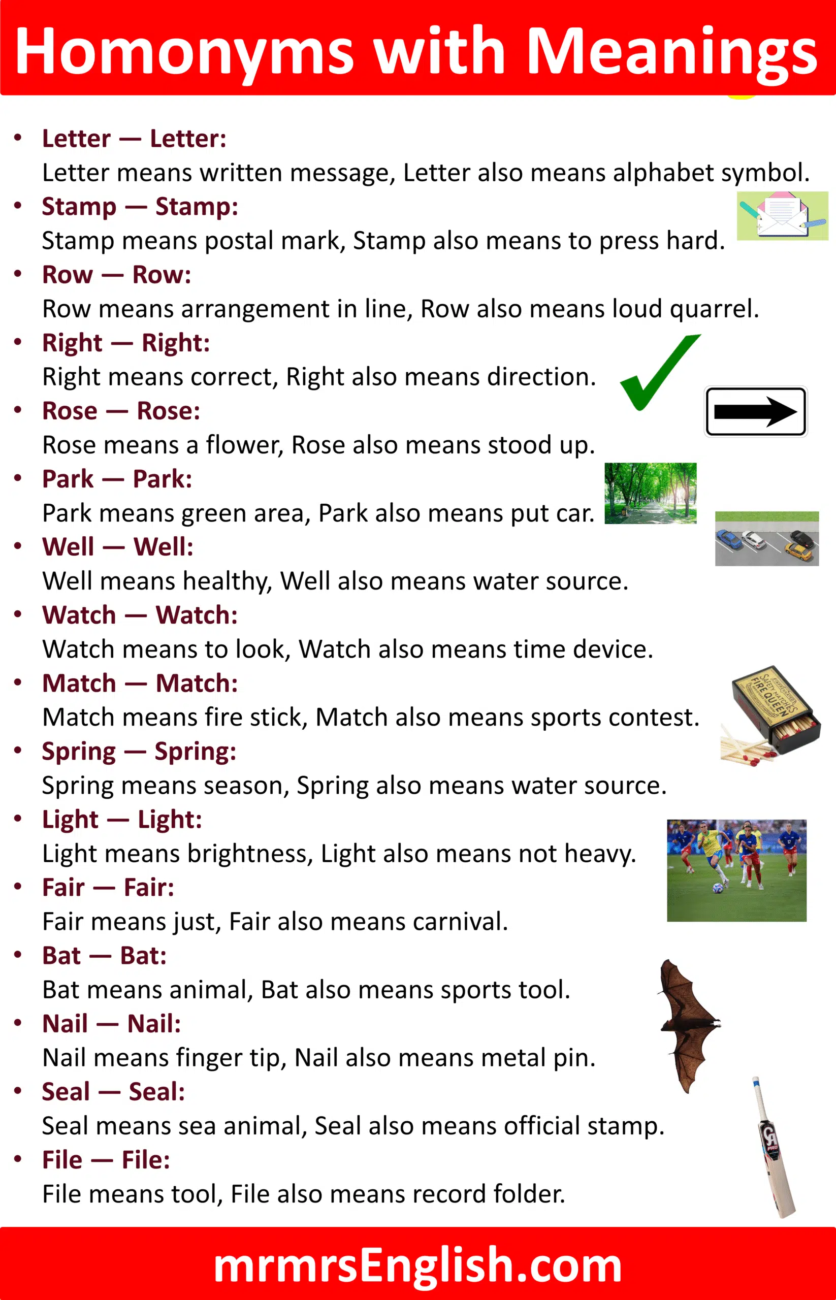 Most Common Homonyms in English and Images