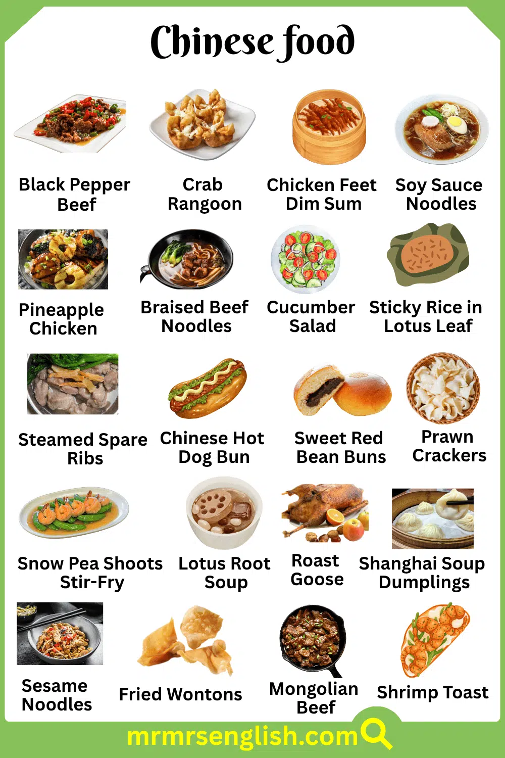 Names and Pictures of Chinese Food