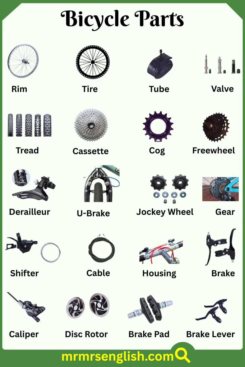 Names of Bicycle Parts with Pictures