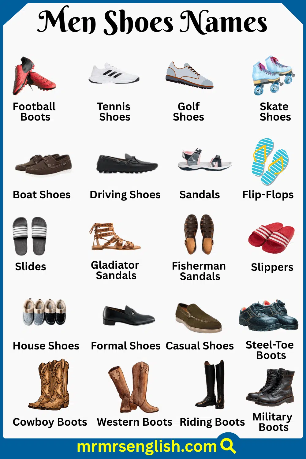 Names of Shoes for Men with Pictures