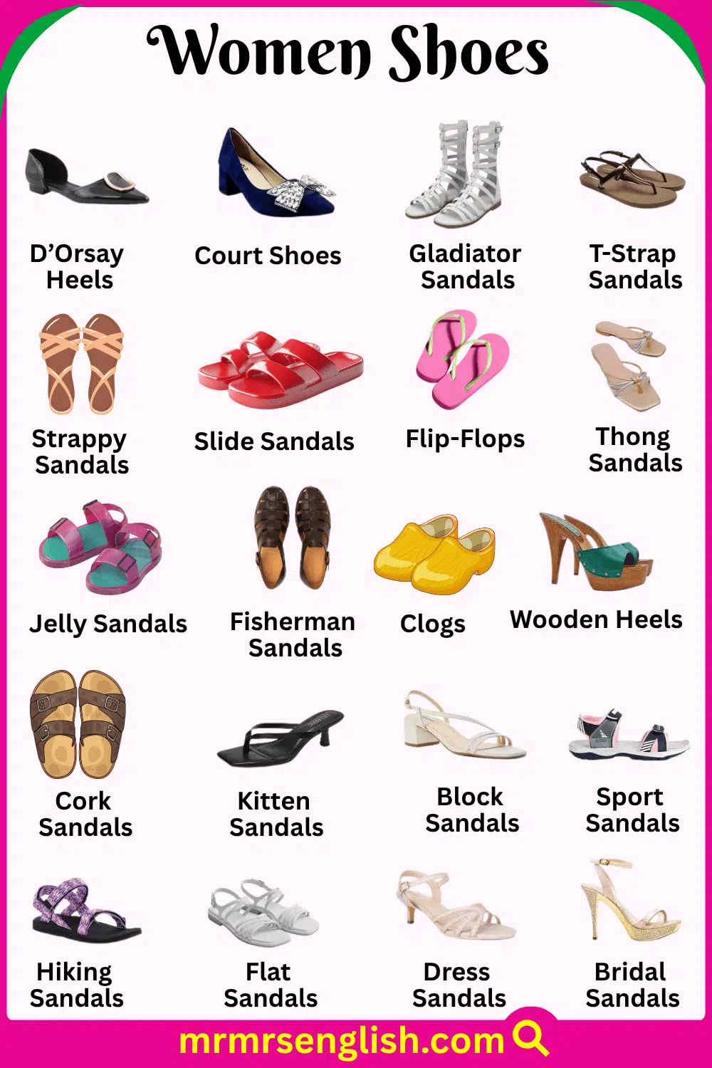 Names of Shoes for Women with Pictures