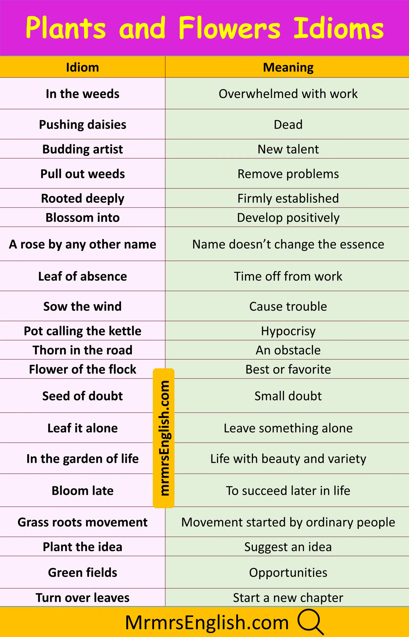 Idiom in English with Meaning
