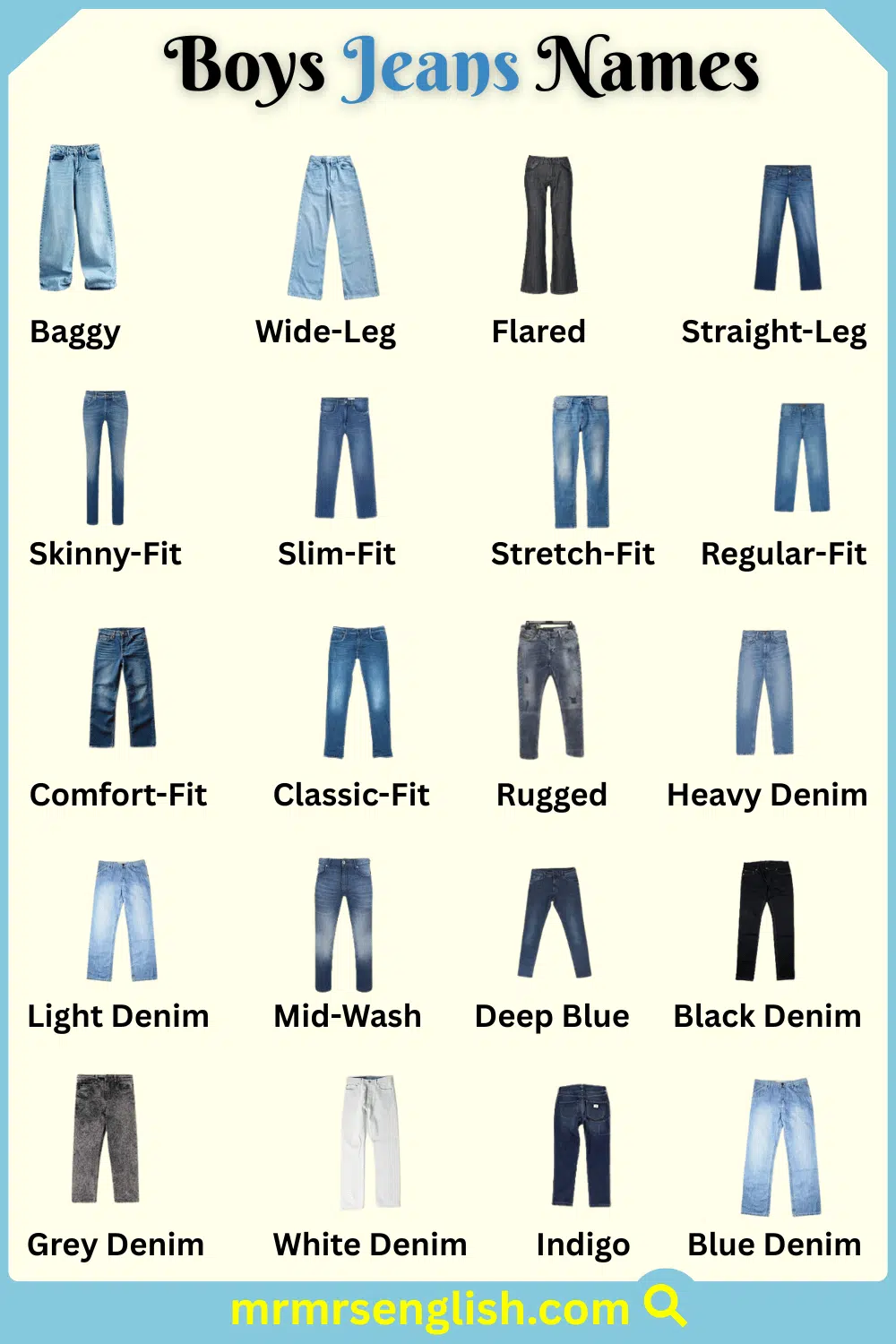Jeans Name for Boys with Their Pictures