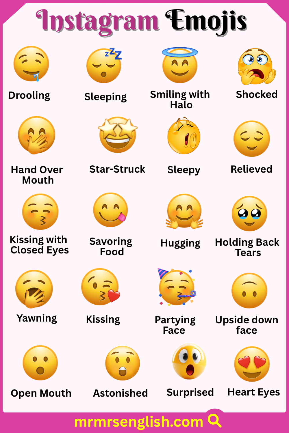 Types of Emojis for Instagram with Names