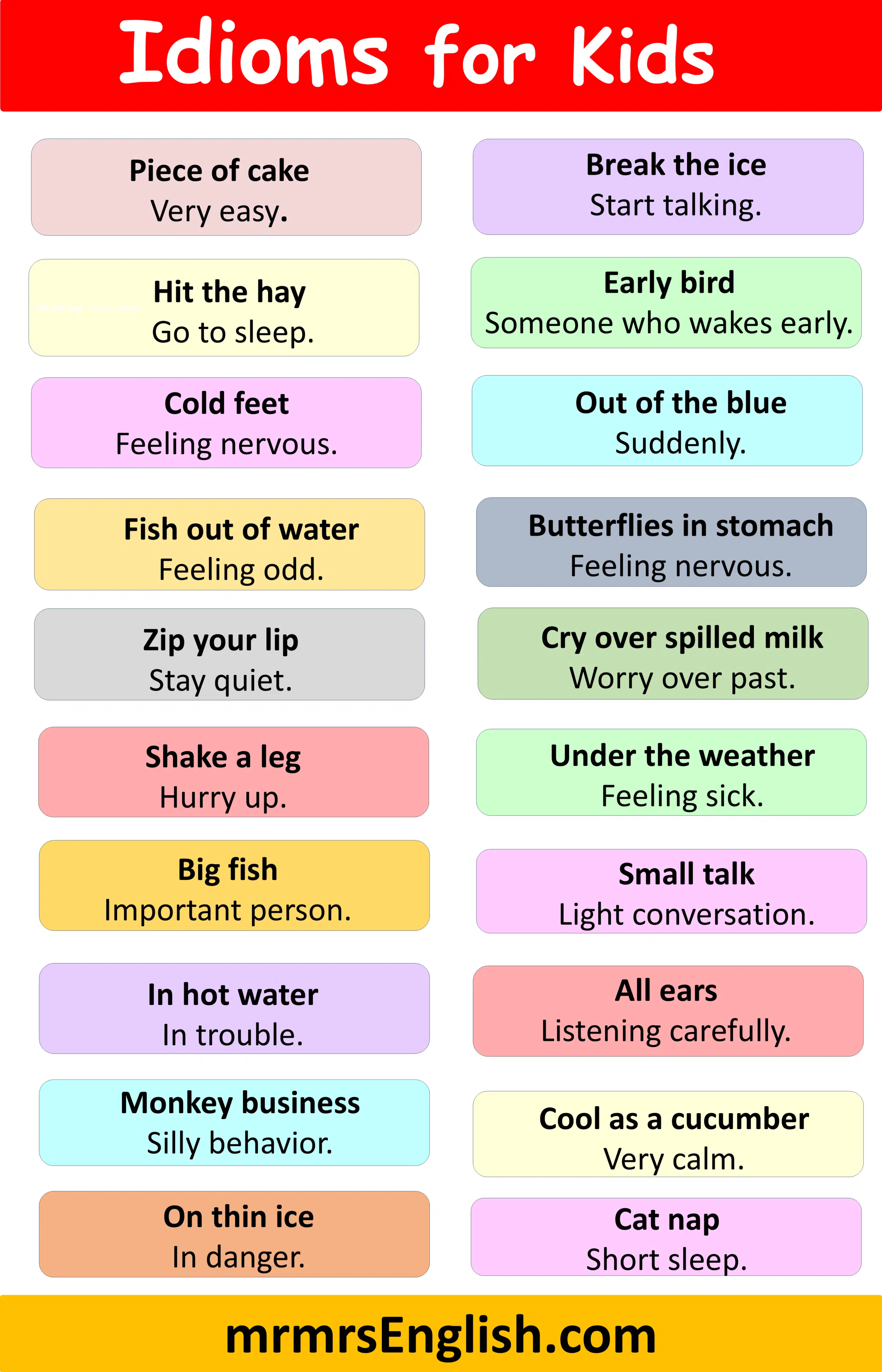 Learn Idioms for Kids with Meanings in English