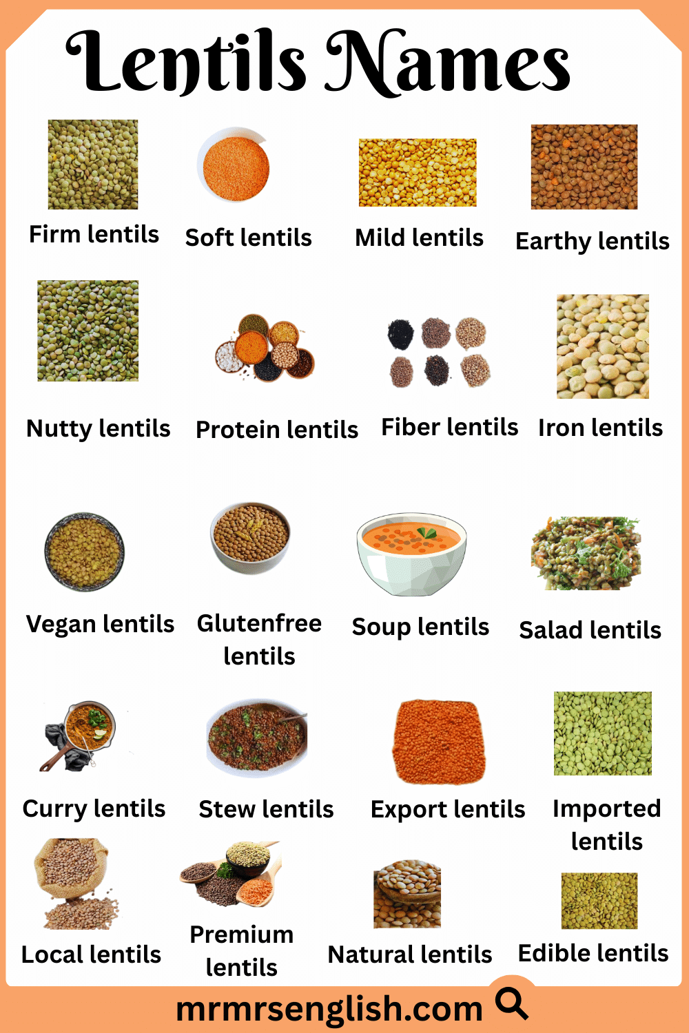 List of Lentils with Names and Pictures