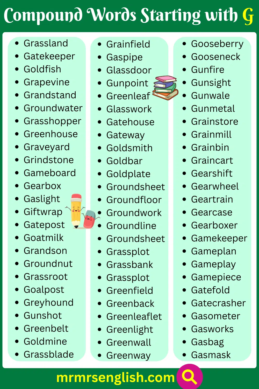 Daily Used Compound Words that Start with G