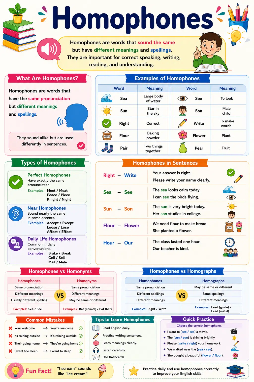 Homophone Examples in English with meaning